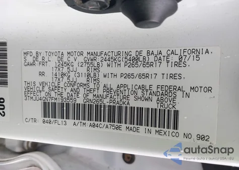 2015 Toyota Tacoma Prerunner V6 из США, поврежденный, VIN 3TMJU4GN7FM193559